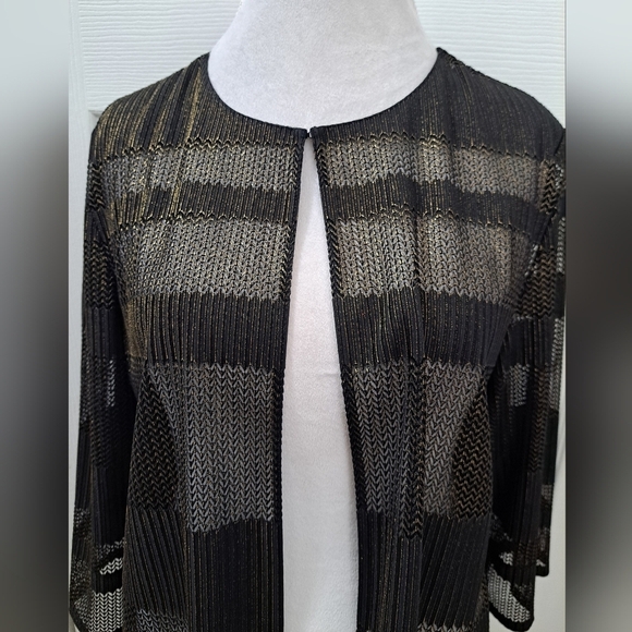Alex Evenings Black & Gold  Metallic Sleeveless Top & Jacket   Size XL - Picture 3 of 13
